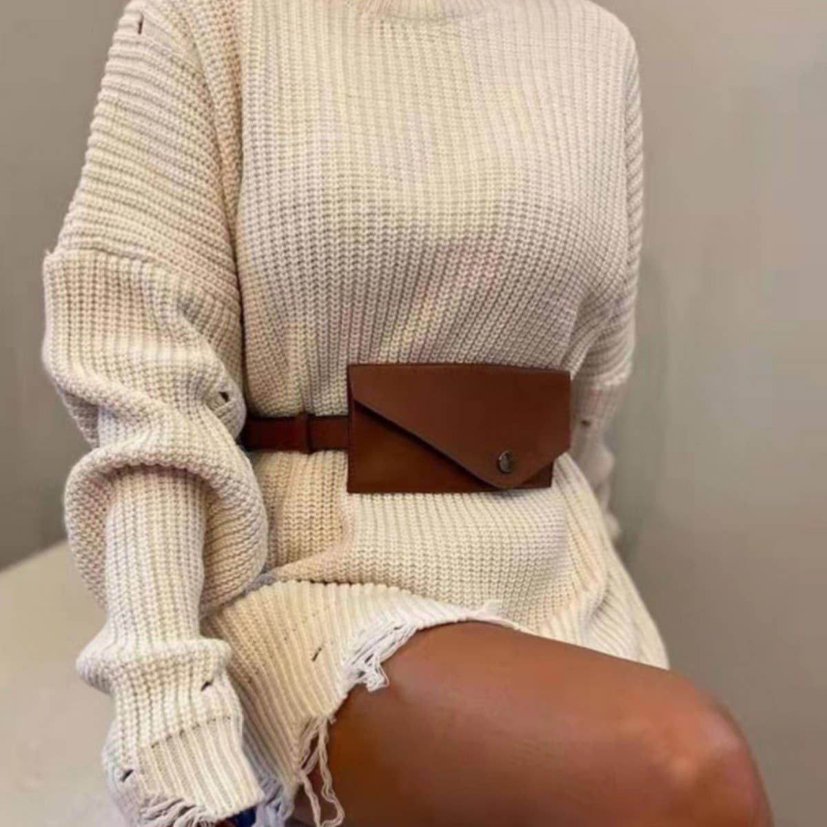 Women's Loose Fit Distressed Knit Sweater