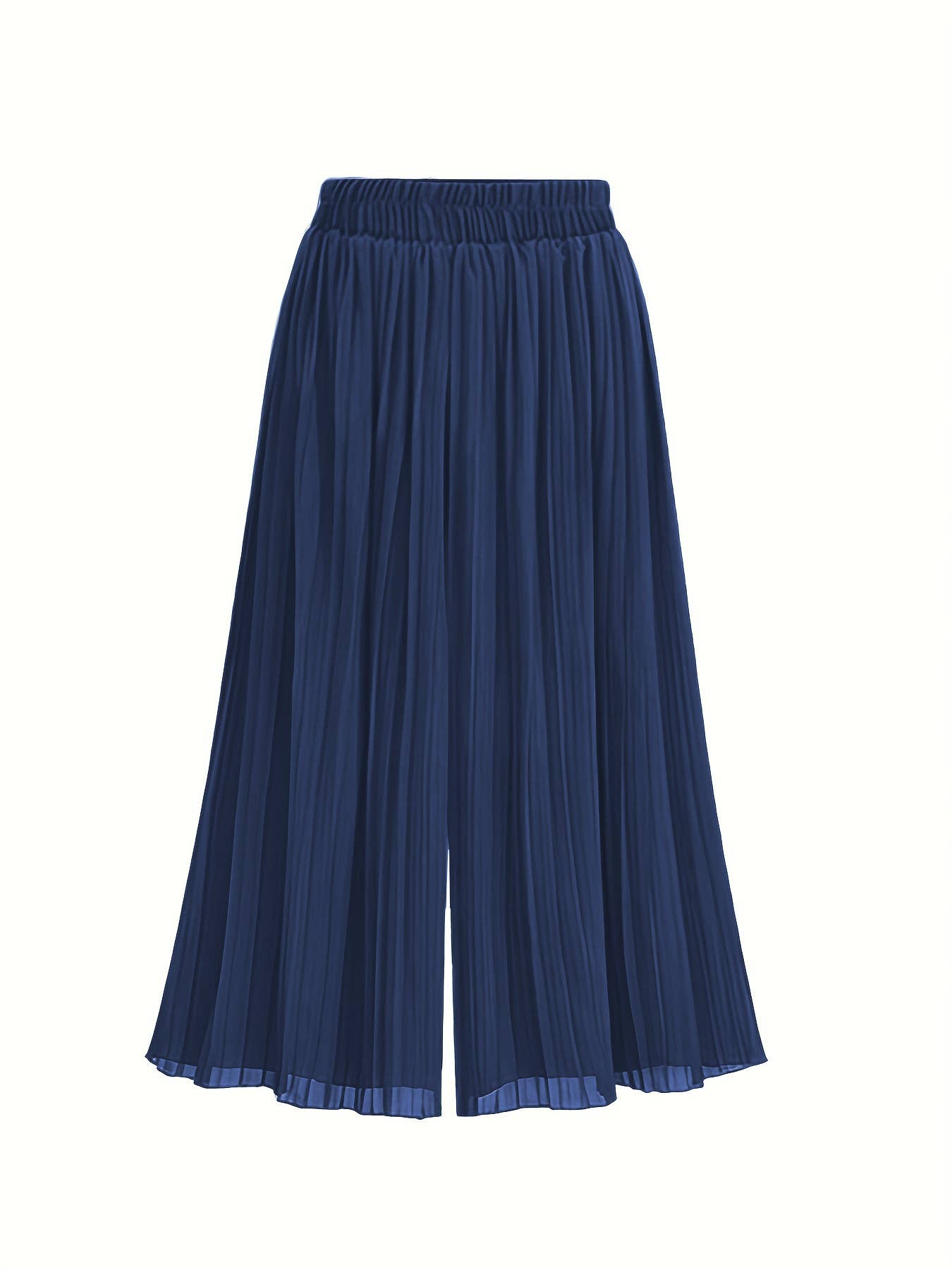 PLUS-SIZE PLEATED CHIFFON WIDE-LEG PANTS