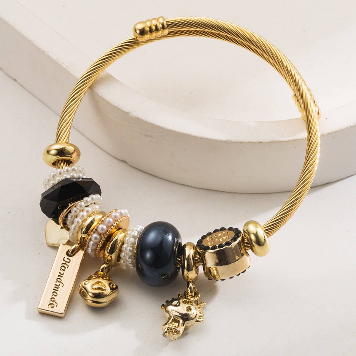 Gold Stainless Steel Bracelet with Animal Charms