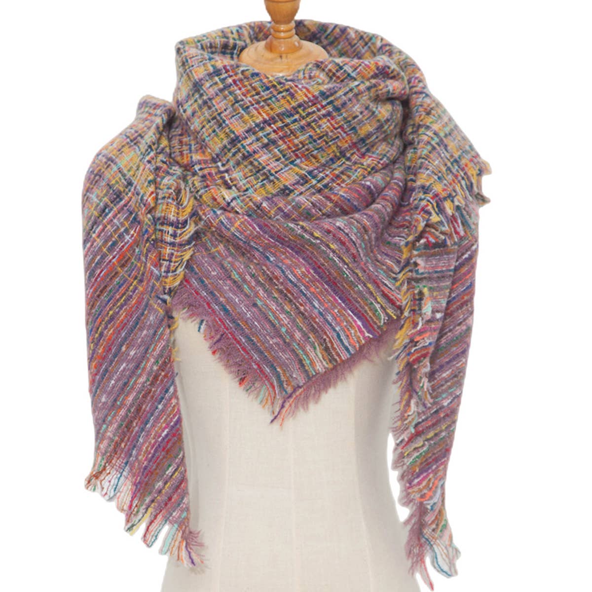 Plaid Circle Scarf - Fall/Winter Woven Wrap_CWASC0156