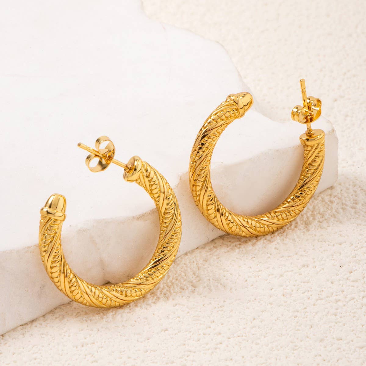 RETRO SIMPLE DESIGN STAINLESS STEEL EARRINGS_CWMM3600