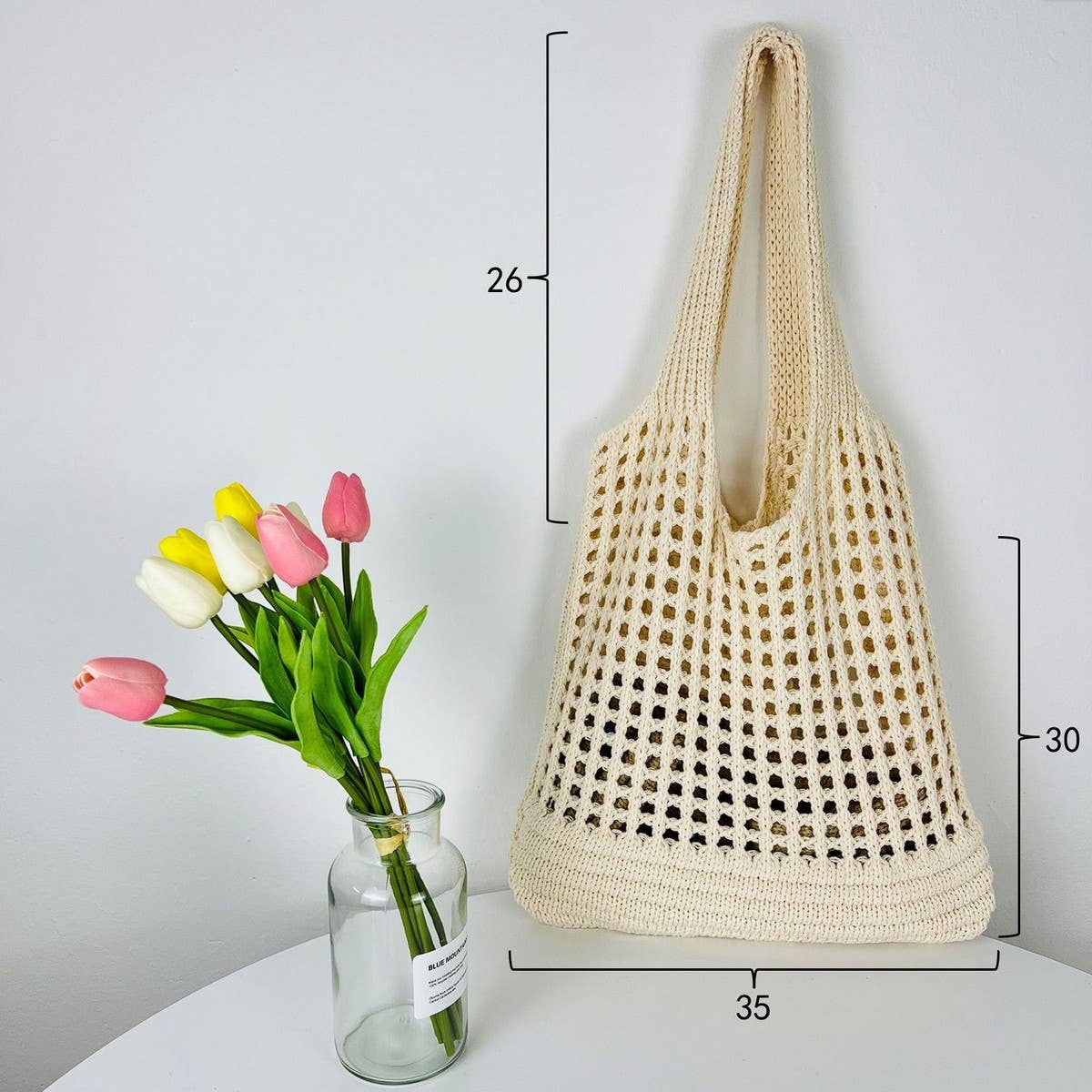 CWAB4576_SOLID COLOR KNITTED HOLLOW SHOULDER WOVEN BAG