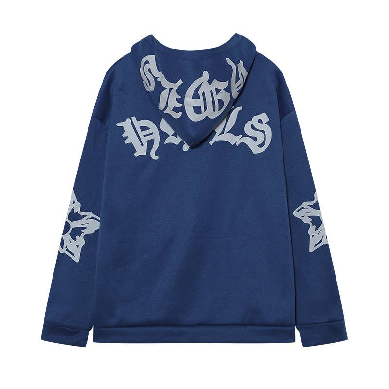 STREET HOODED FOAM PRINT ZIPPER HOODIE