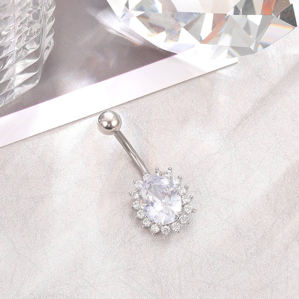 Copper Sunflower Gear CZ Belly Ring for Women