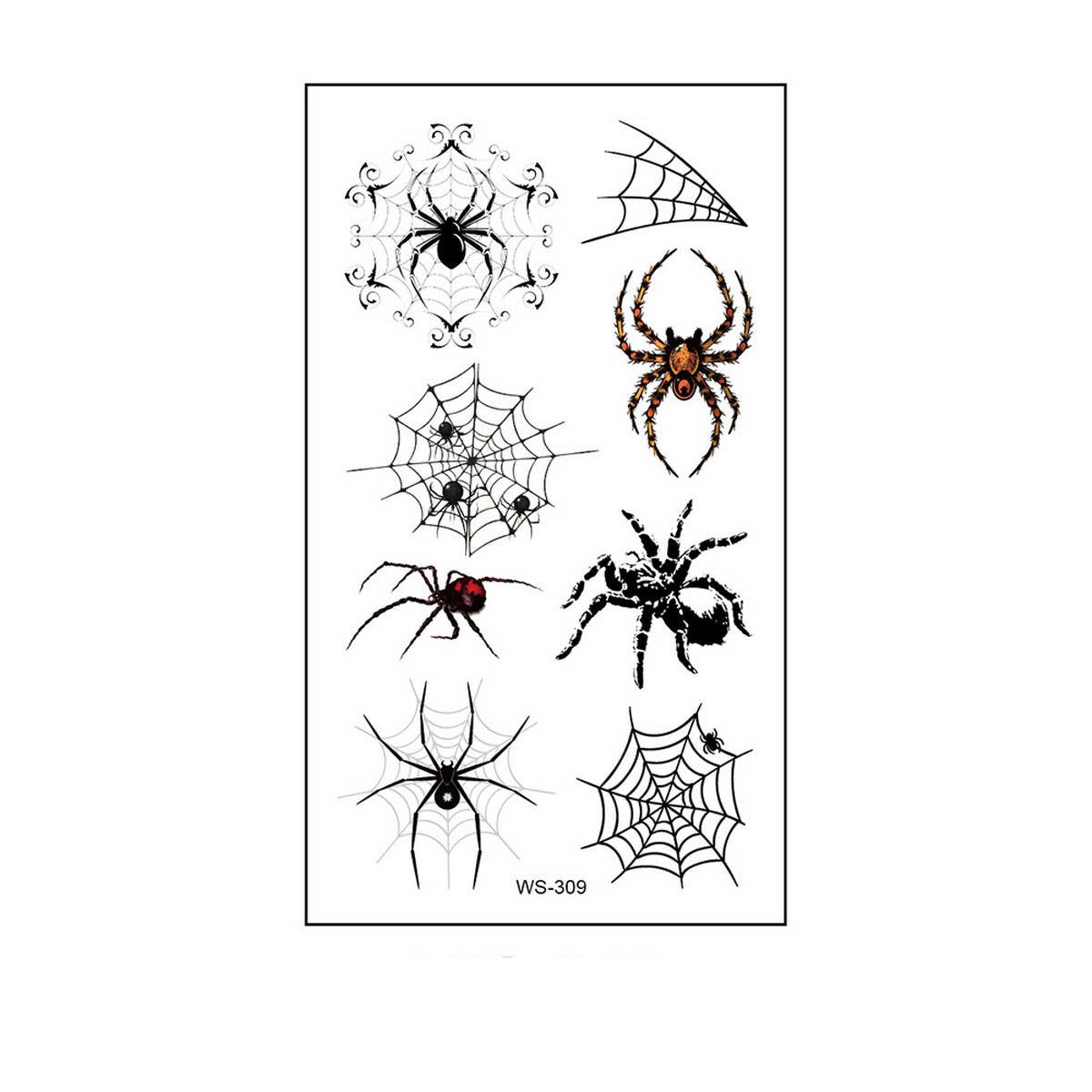 Waterproof 3D Spider & Web Tattoos for Halloween