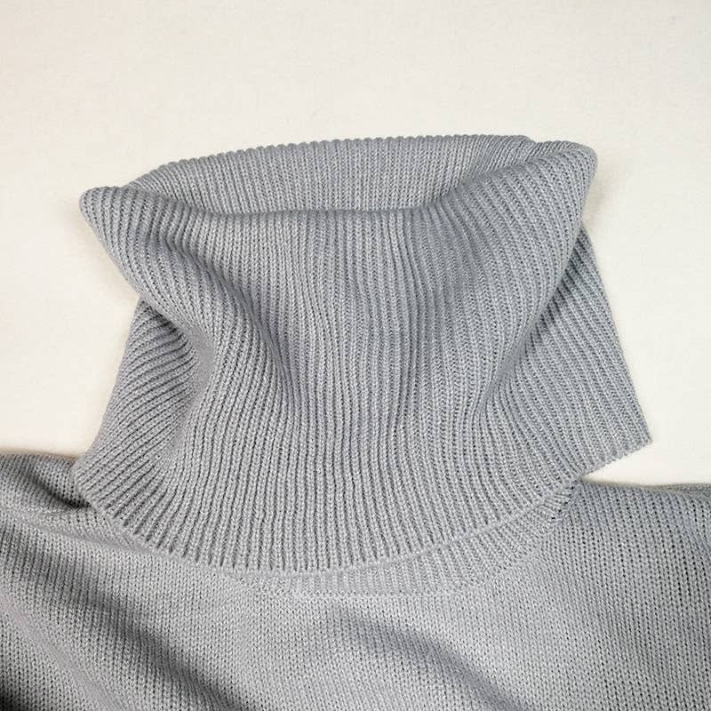 Pullover high-neck long-sleeved knitted dress