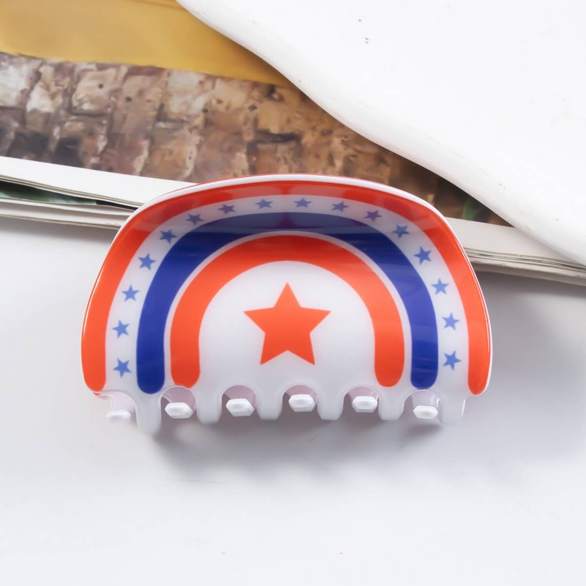 CWAHA1242_4TH OF JULY FLAG SERIES HAIR CLAW CLIP