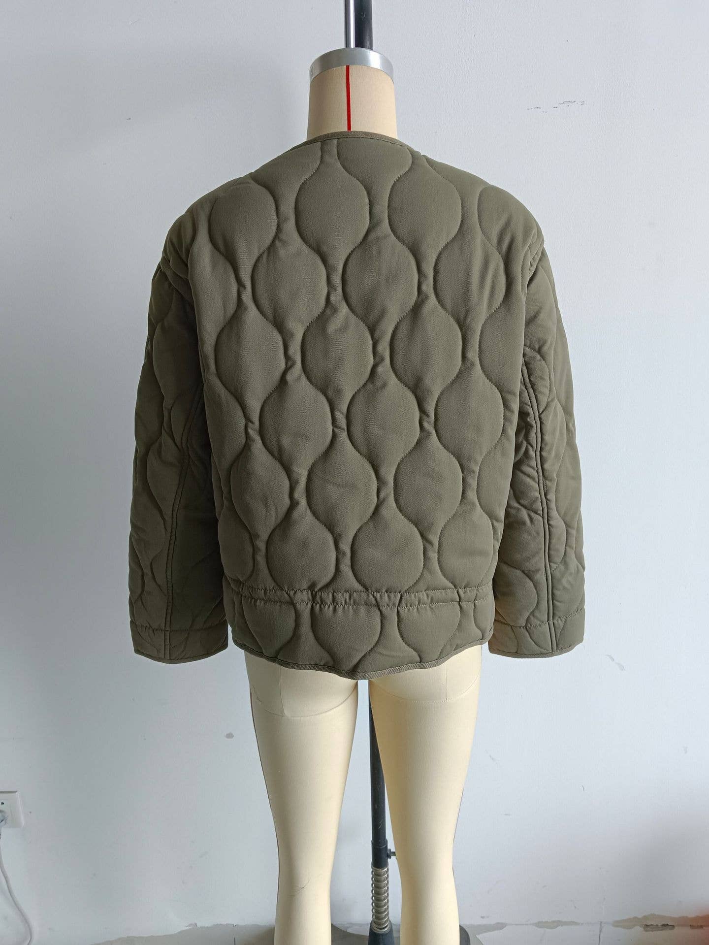 Round-neck, long-sleeved, loose cotton jacket