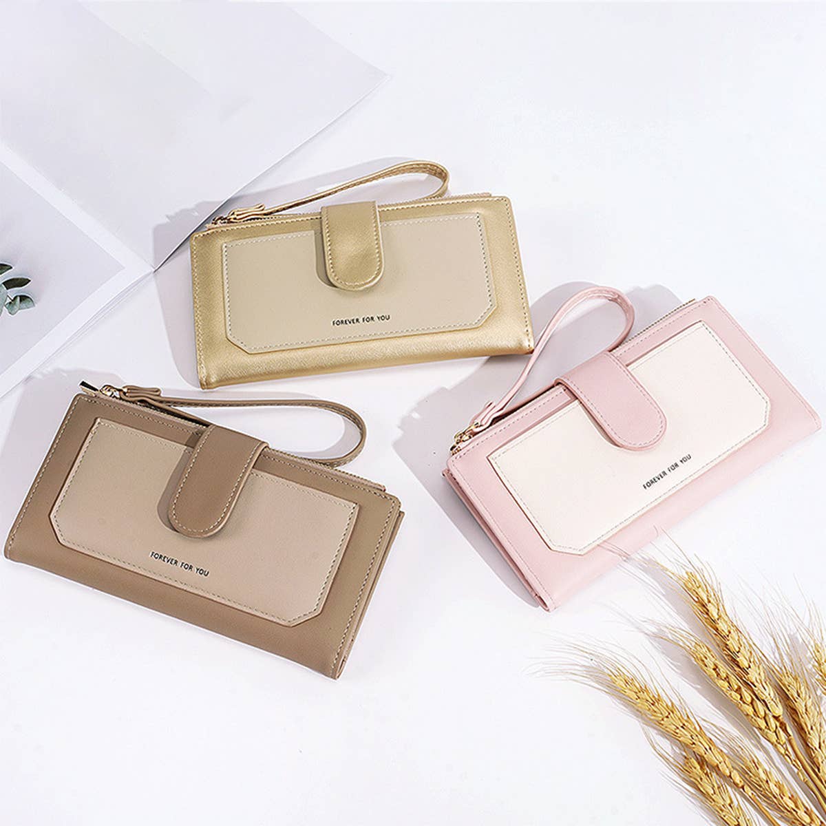 WOMEN FASHION MAGNETIC BUCKLE PRINTED WALLET_CWAB1255