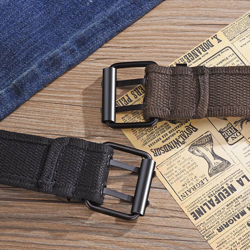 Double-pin buckle cotton double-row hole belt