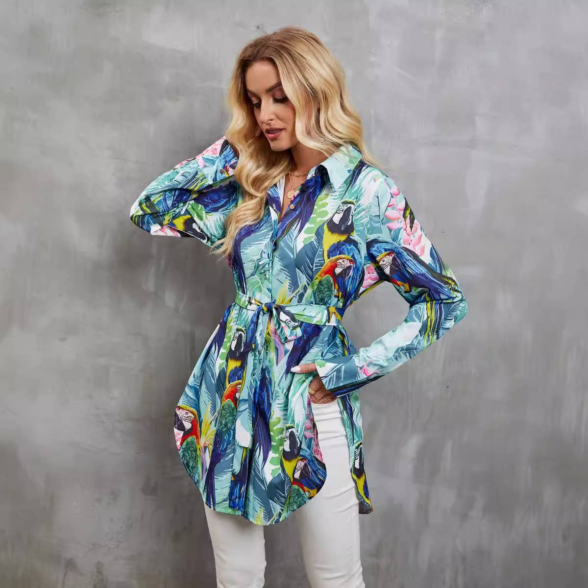FASHION CASUAL PRINTED SHIRT LONG SLEEVE TOP
