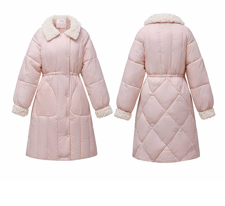 Long single breasted cotton-padded jacket