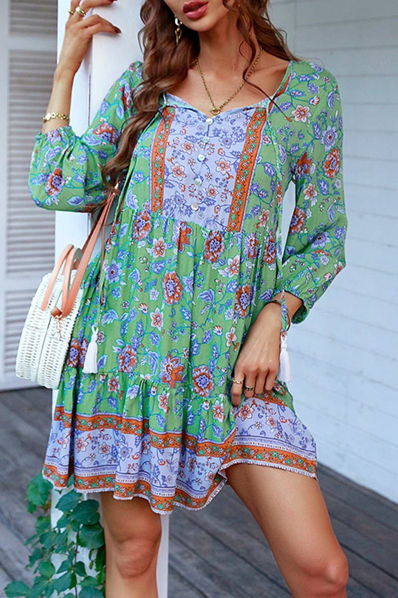 CWDSD8934_CASUAL BOHEMIAN PRINT PULLOVER DRESS