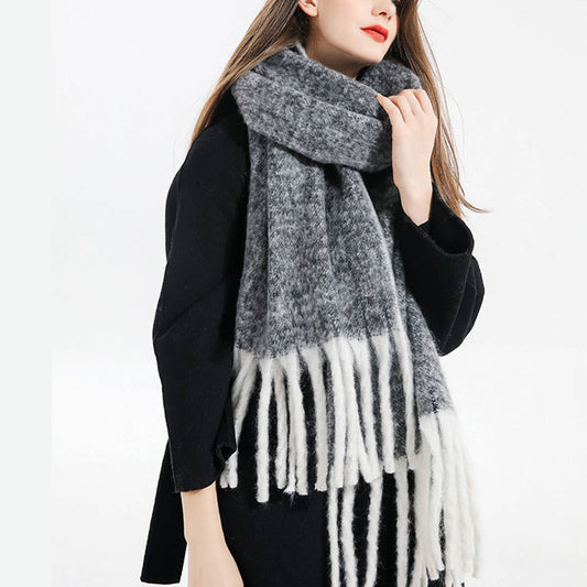 Wool Knit Scarf ??Thick Long Solid Winter Wrap_CWASC0166