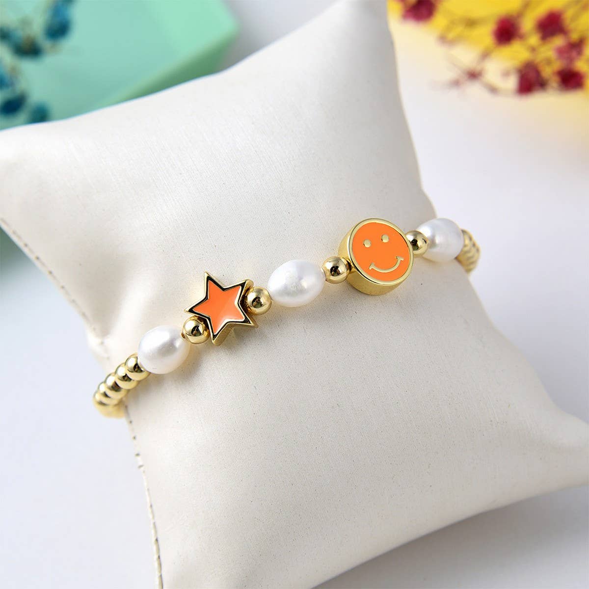 CWAJE4562_COLORFUL FIVE-POINTED STAR SMILEY FACE BRACELET