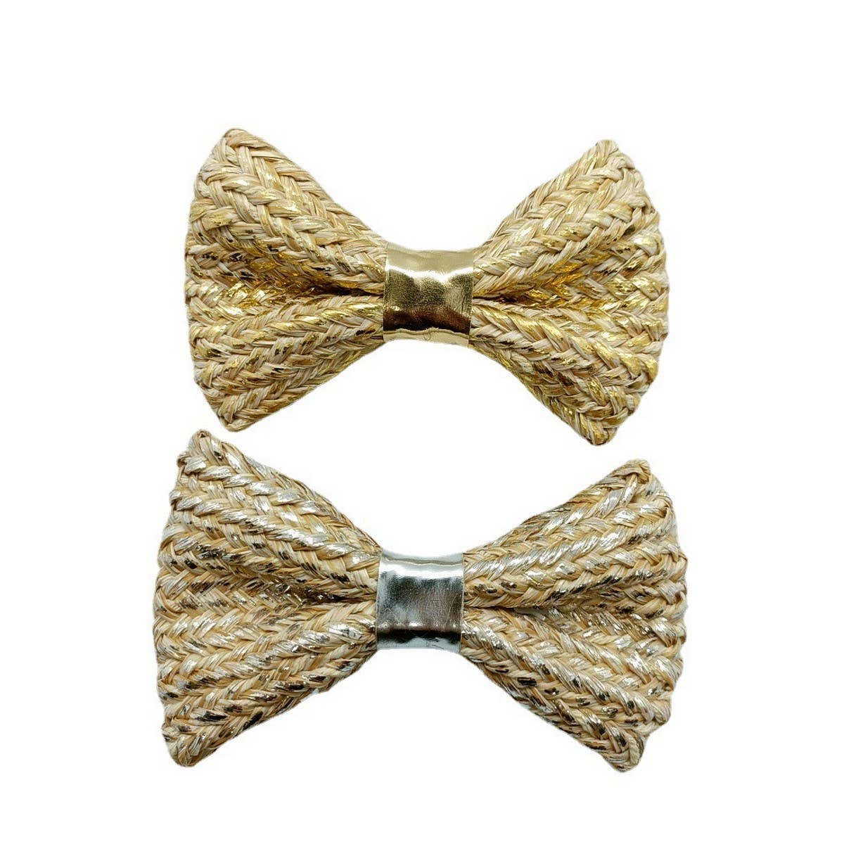 Bohemian Raffia Gold Butterfly Bow Clip_CWAHA6358