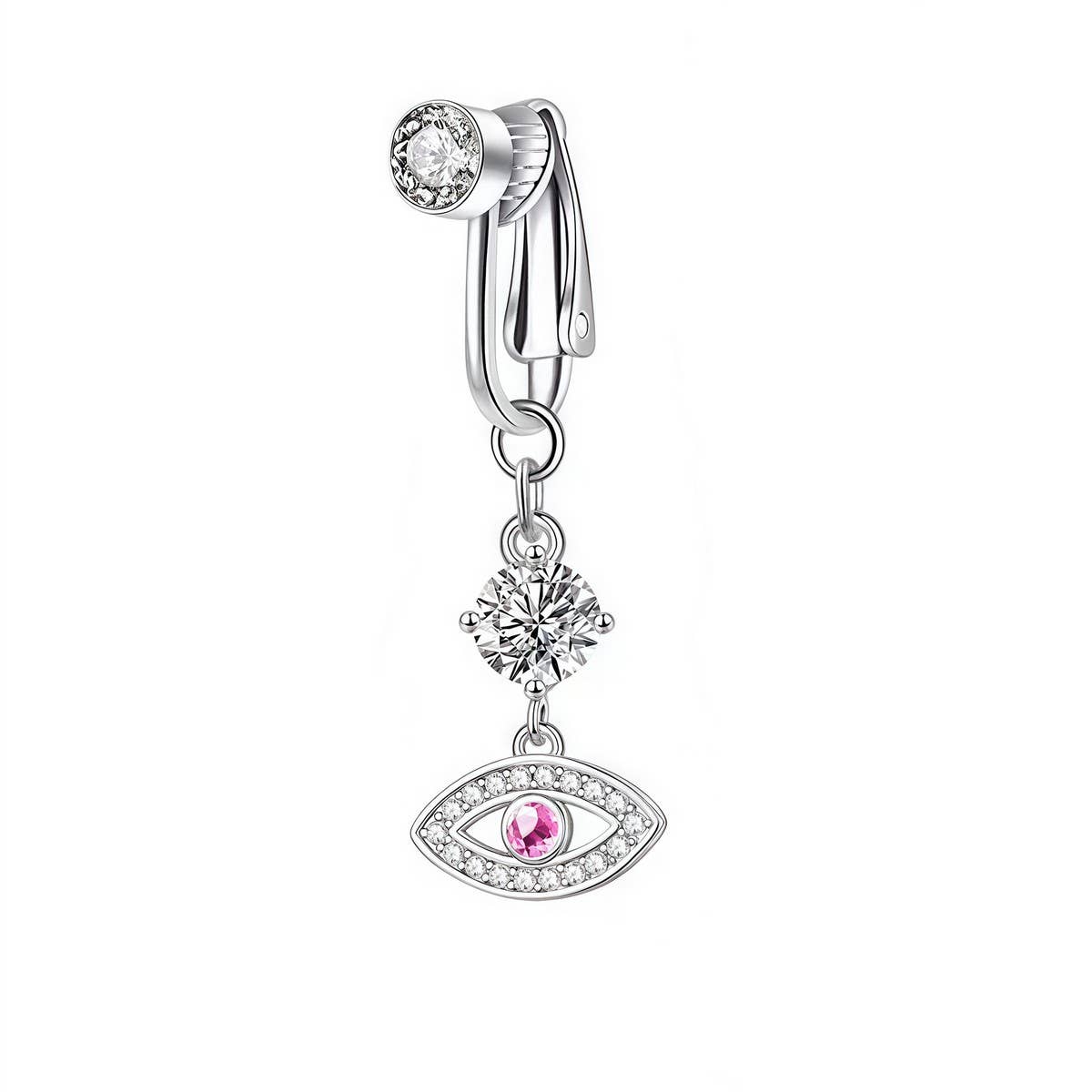 No-Piercing Navel Clip Ring with Moon&Heart Charm＿CWMM9227