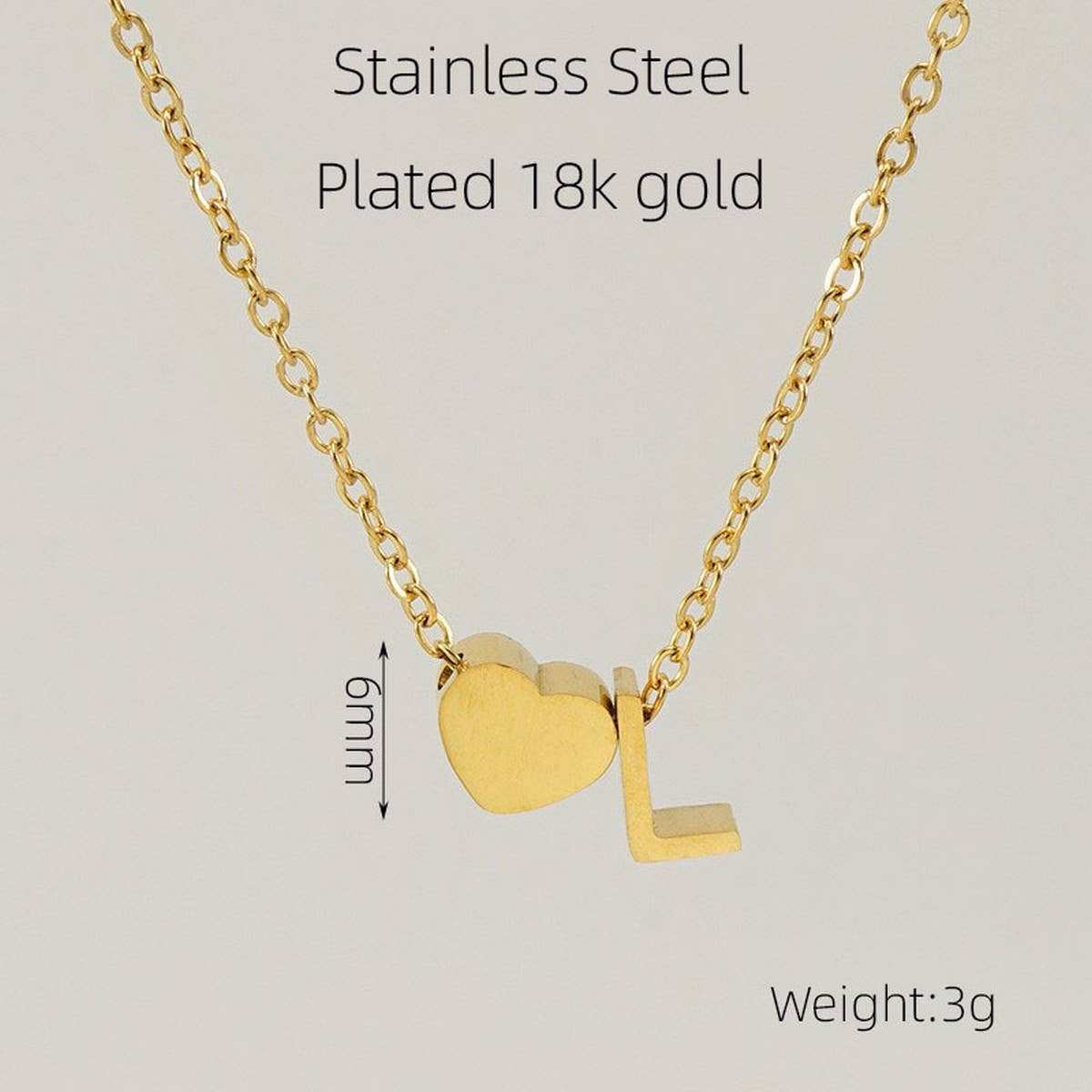 18K GOLD HEART LETTER PENDANT NECKLACE_CWAJE0692