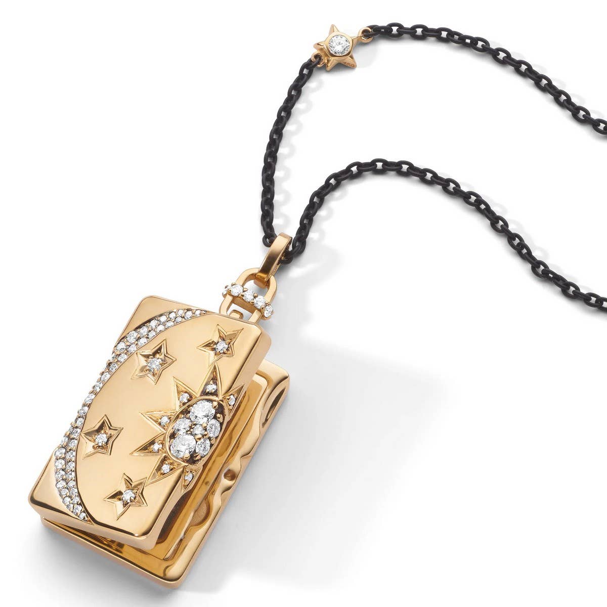 Moon Shell Locket Necklace ? Vintage Gold-Plated