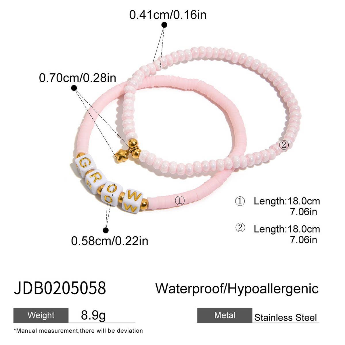 Sweet Blue Beaded Bracelet in 18K Gold Steel