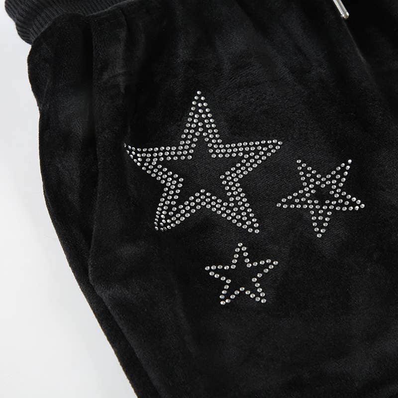 Contrasting color star hot drill short pants
