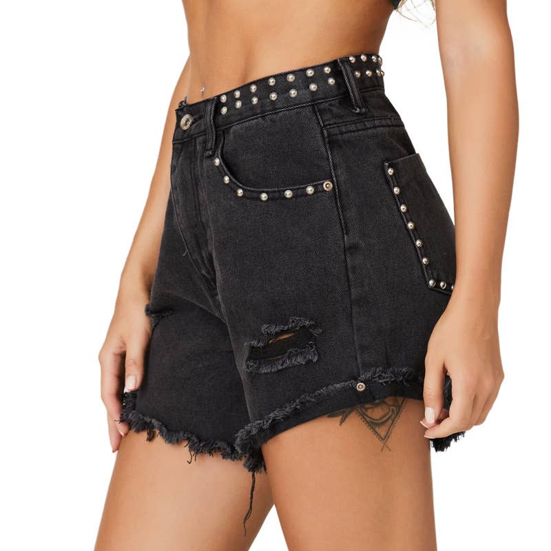 DENIM SHORTS WITH RIPPED RIVETS_CWJS0200