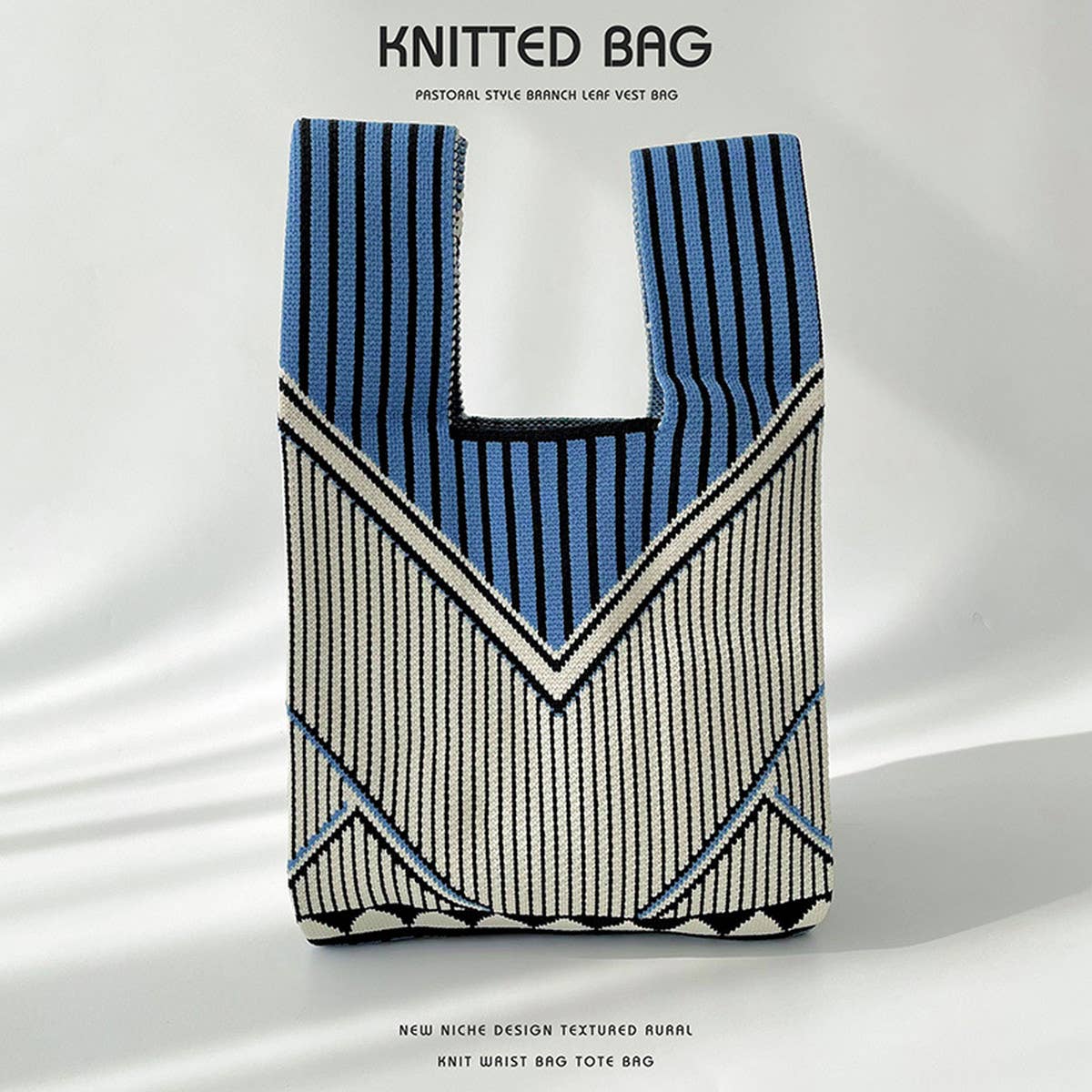 LARGE CAPACITY STRIPED KNIT SHOULDER TOTE BAG_CWAB1504