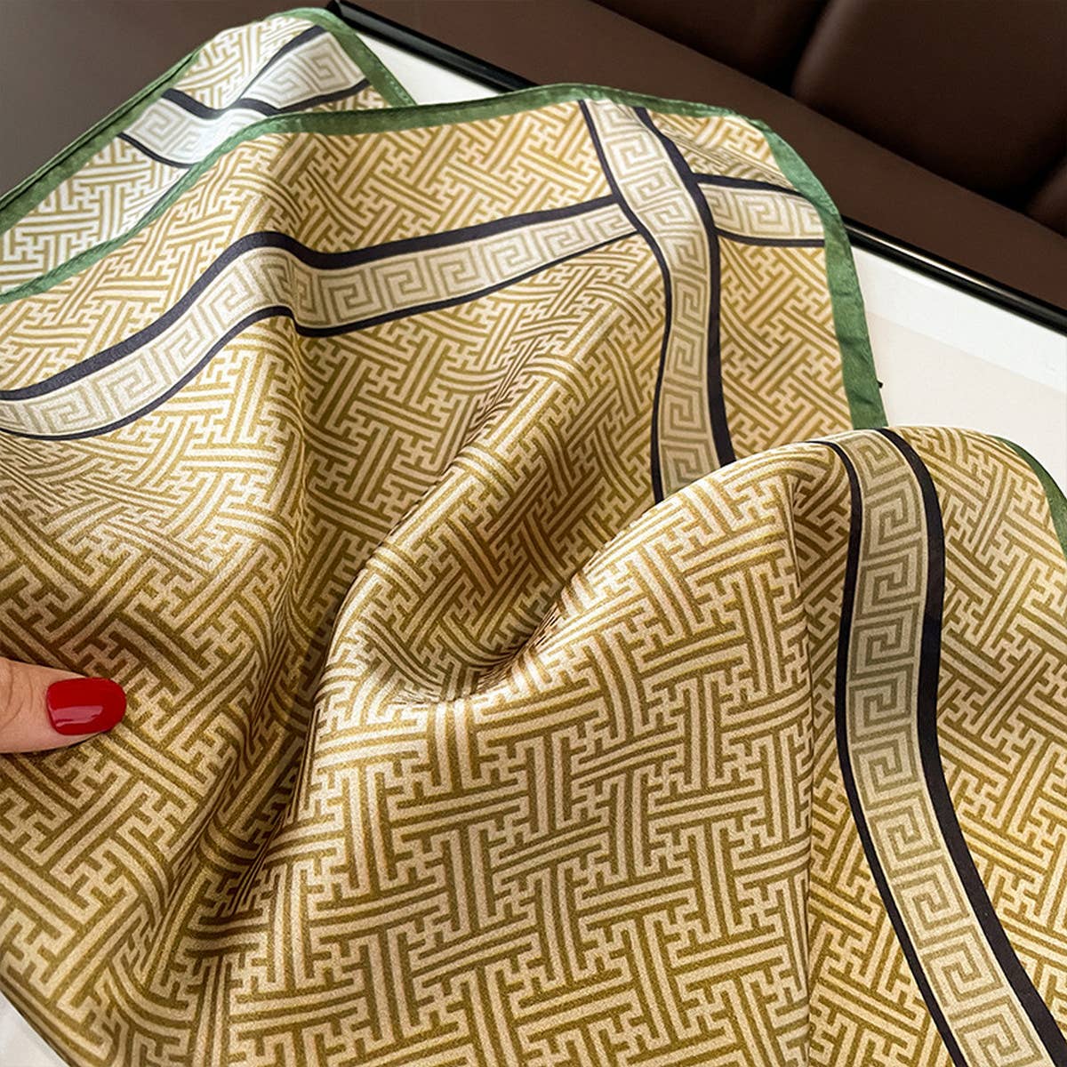 Silk Square Scarf - Maze Print Summer Wrap