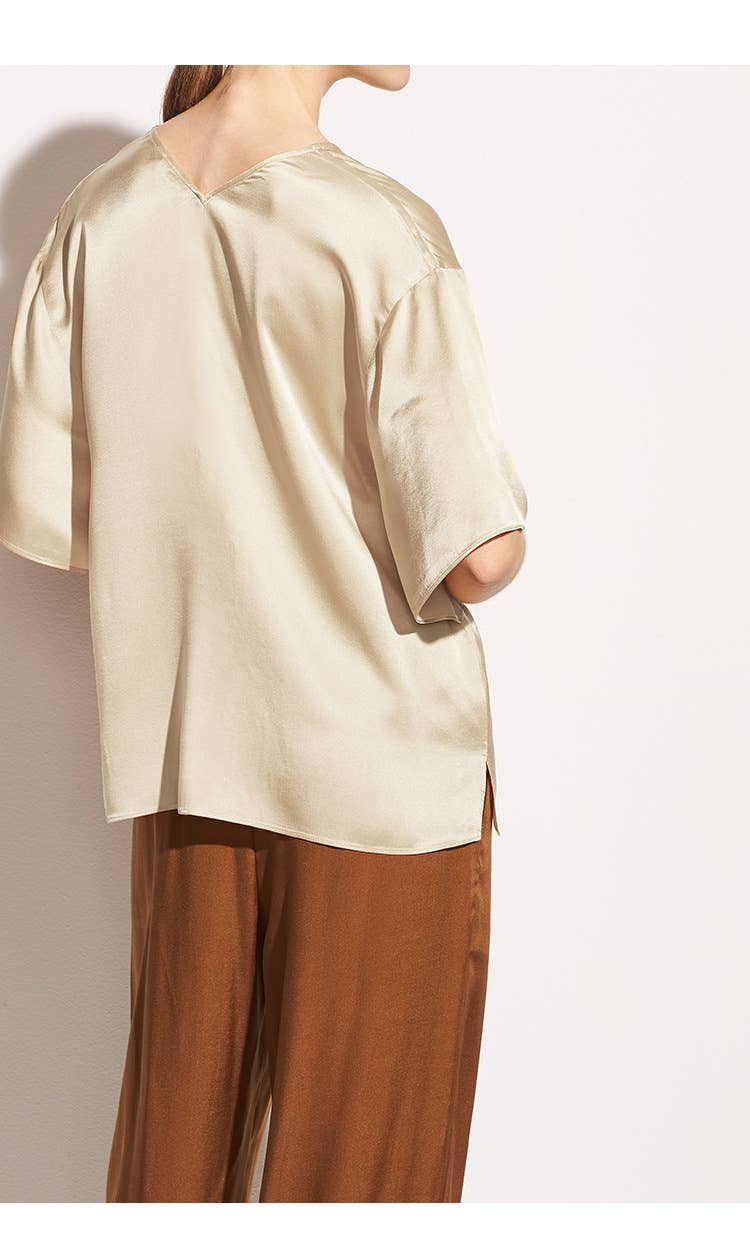 V-neck loose luxury imitation silk home top