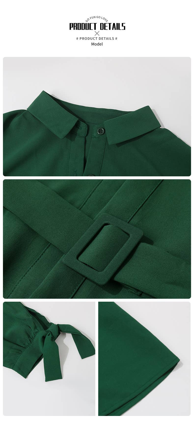 ONE-BREASTED SHIRT DRESS WITH SEVEN-POINT SLEEVES