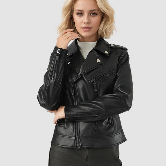 Black Slim Fit Biker Jacket??œStylish Fall Moto Coat_CWMM9014