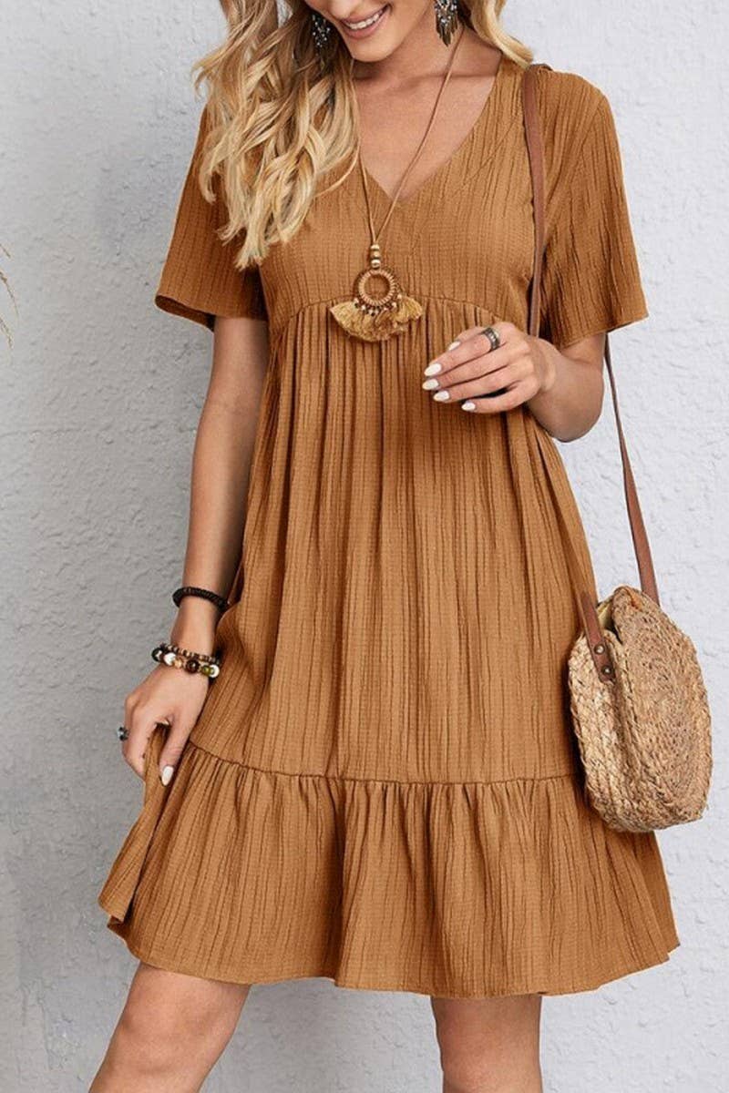 CWDSD8232_SUMMER LOOSE CASUAL SHORT-SLEEVED DRESS