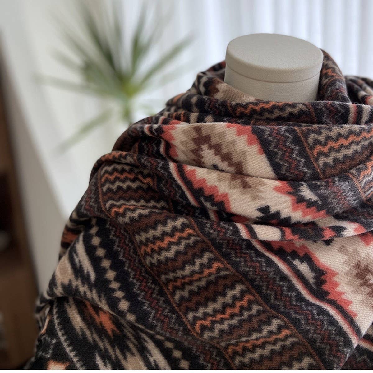 ETHNIC STYLE DOUBLE-SIDED PRINTED TASSEL SCARF