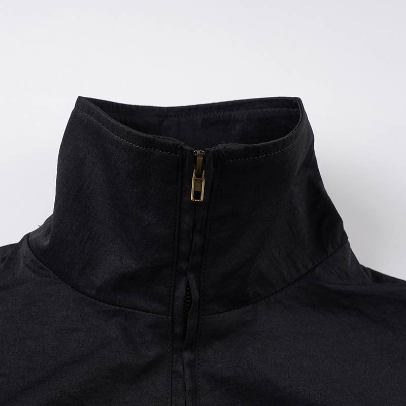 Street-style pleated casual woven jacket