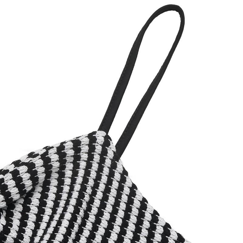 Backless knotted halter striped jumpsuit