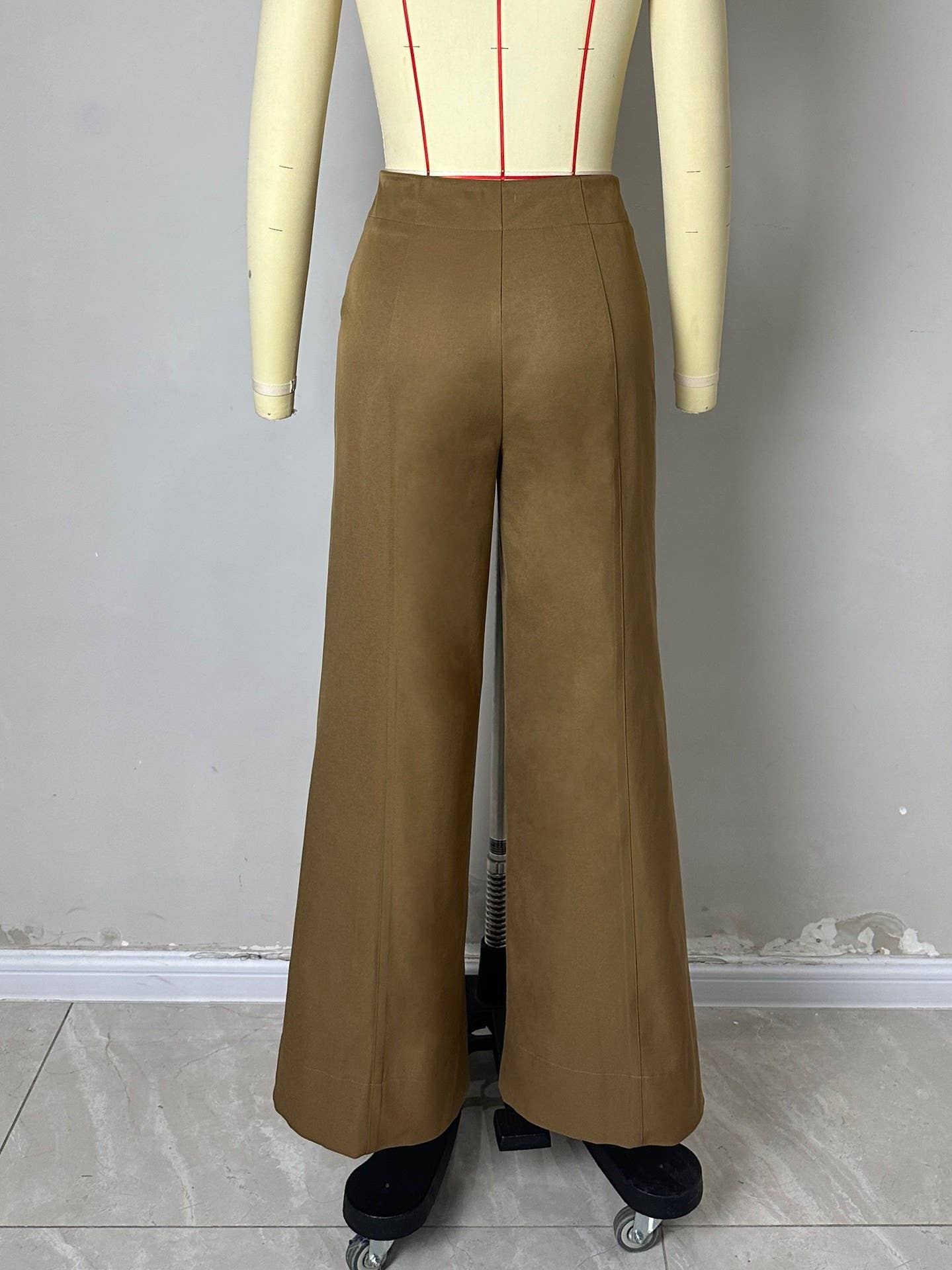 Patchwork design wide-leg work pants