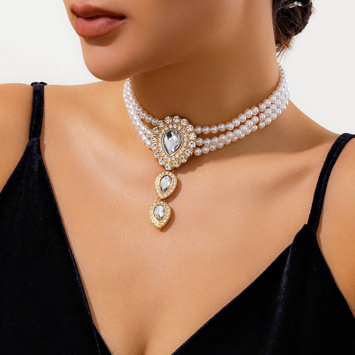 IMITATION PEARL RHINESTONE FASHION COLLAR JEWELRY