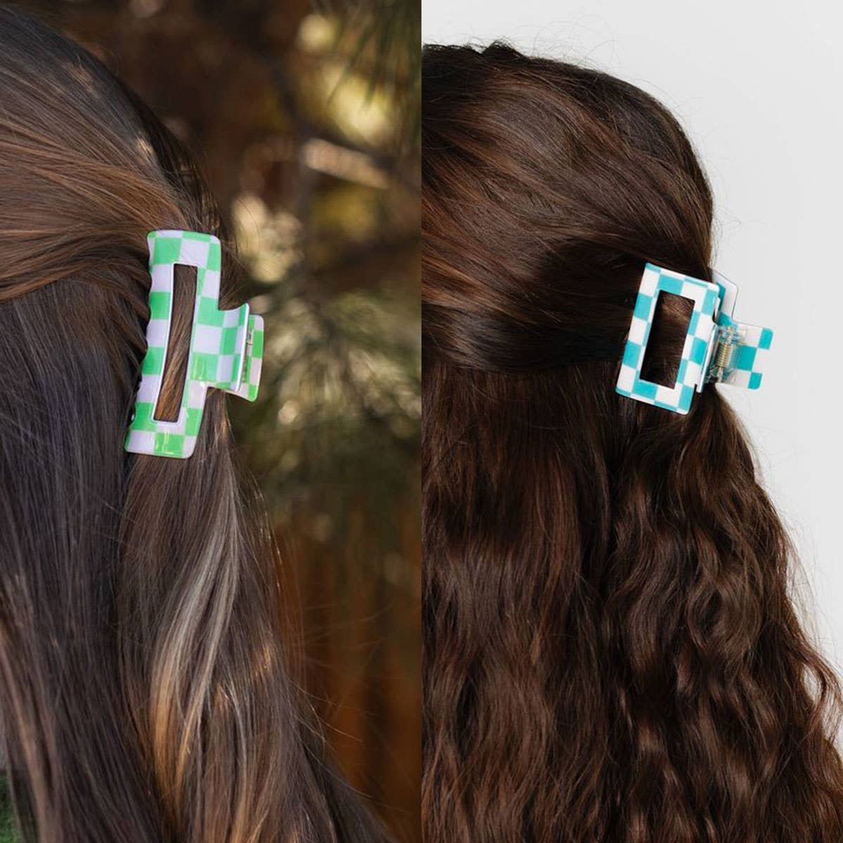 Checkerboard Hair Claw ??Candy Color Acetate Look_CWAHA0395