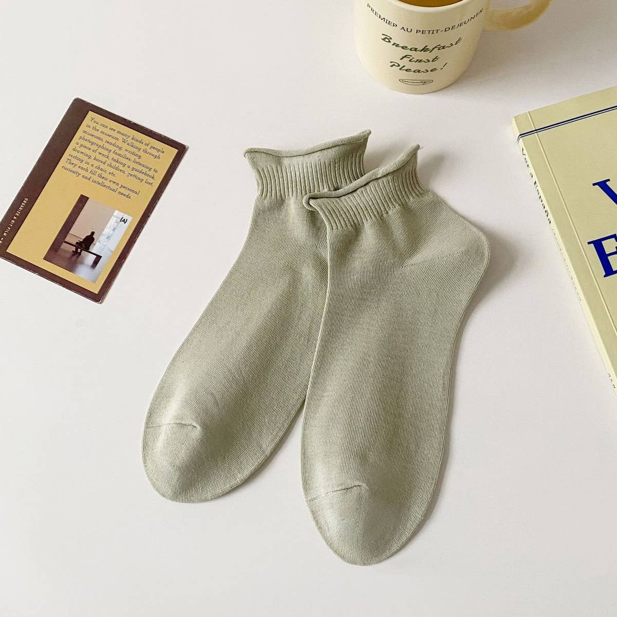 SUMMER LADIES ROLLED COTTON BOAT SOCKS_CWMS2015