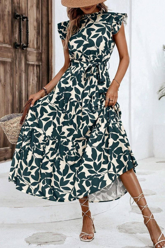 CWDMD4953_SUMMER RUFFLED FASHIONABLE PRINT FAIRY DRESS