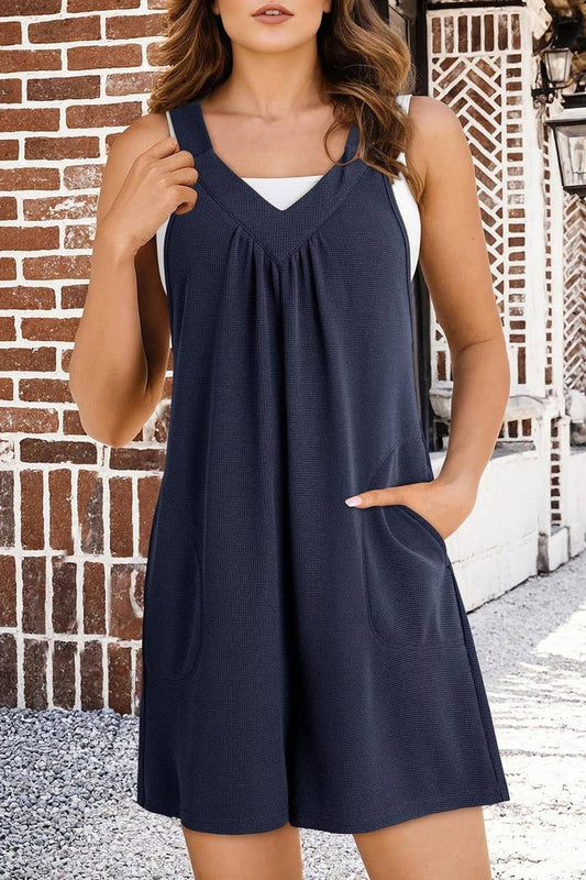 CWSJS1485_SUMMER SLEEVELESS SOLID COLOR OVERALLS