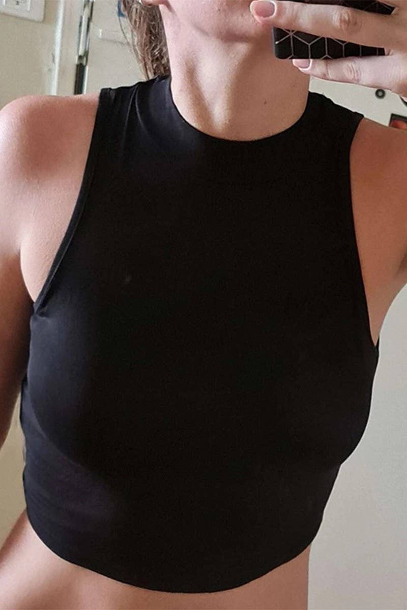 YOGA SPORTS INTERIOR LEEVELESS NAVEL TANKTOP_CWTTK0300