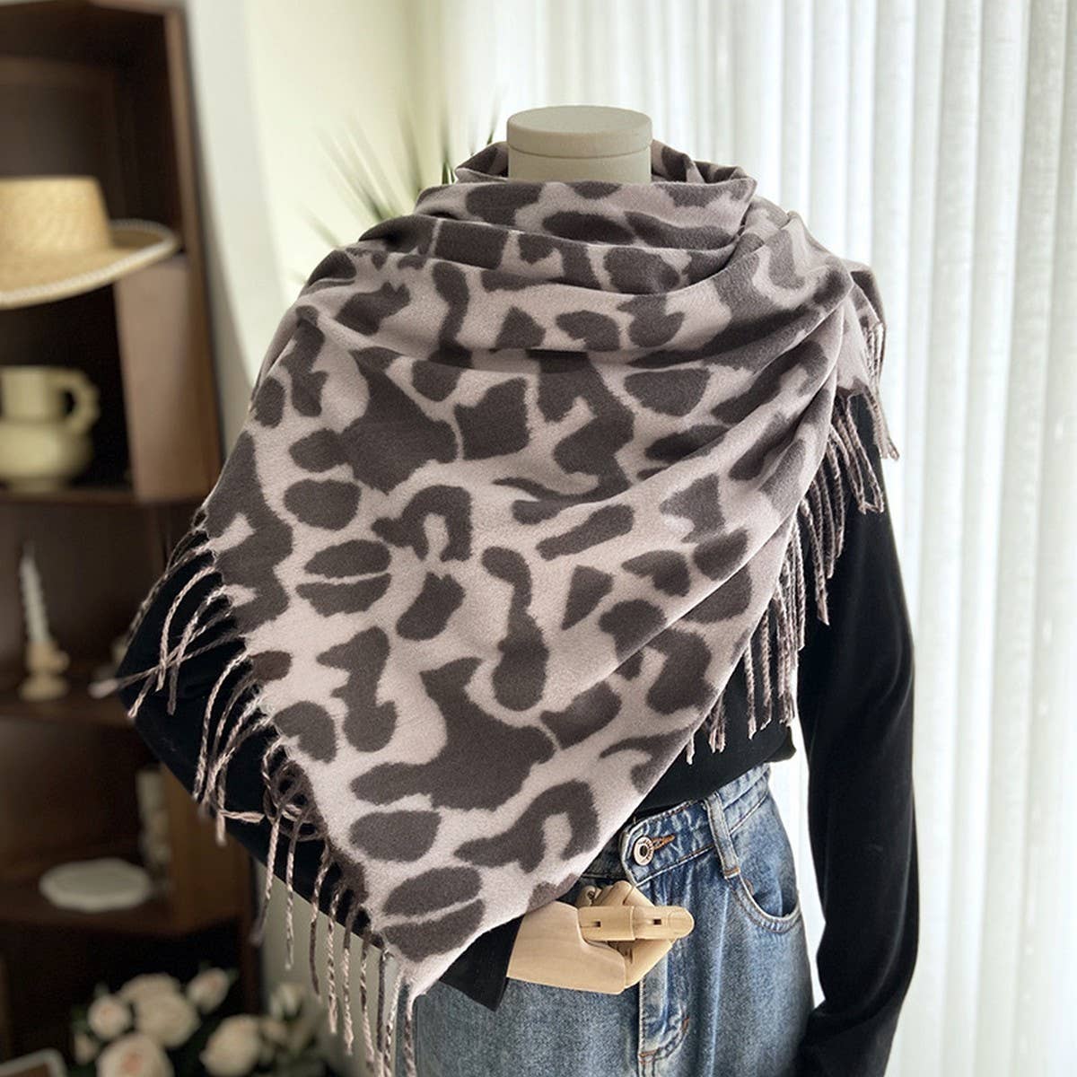 Double-Sided Leopard Print Scarf - Cozy Wrap