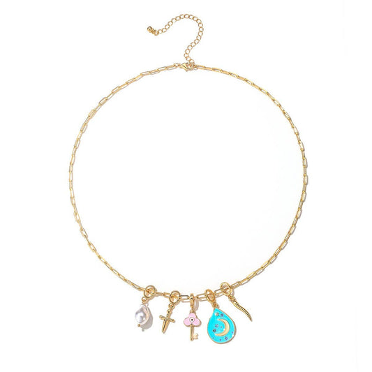 WOMEN'S MOON PENDANT NECKLACE EARRINGS SET