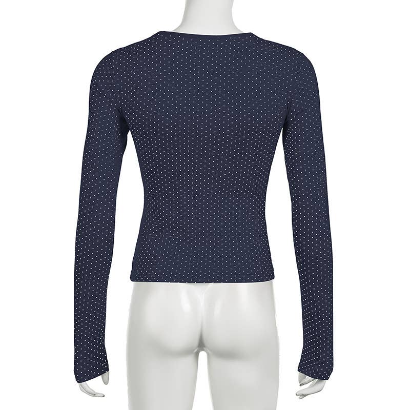 SIMPLE WAVE POINT PRINTED FAKE TWO SLIM T-SHIRT