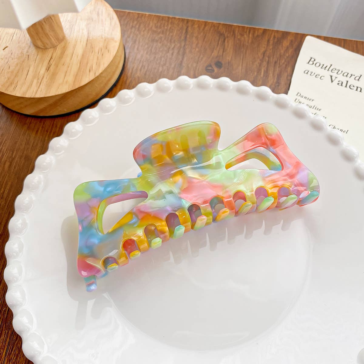 Acetate board style candy-colored hair clip