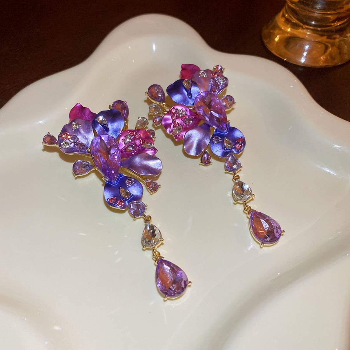 FLOWER TASSEL EXAGGERATED PERSONALITY EARRINGS