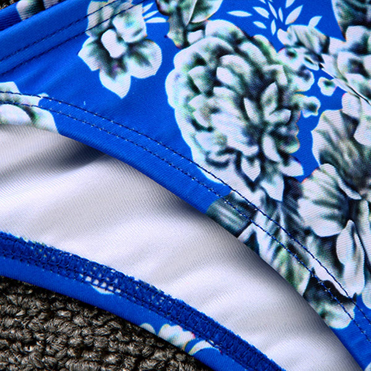 NEW SEXY THREE-RING STRAP PRINTED SWIMSUIT