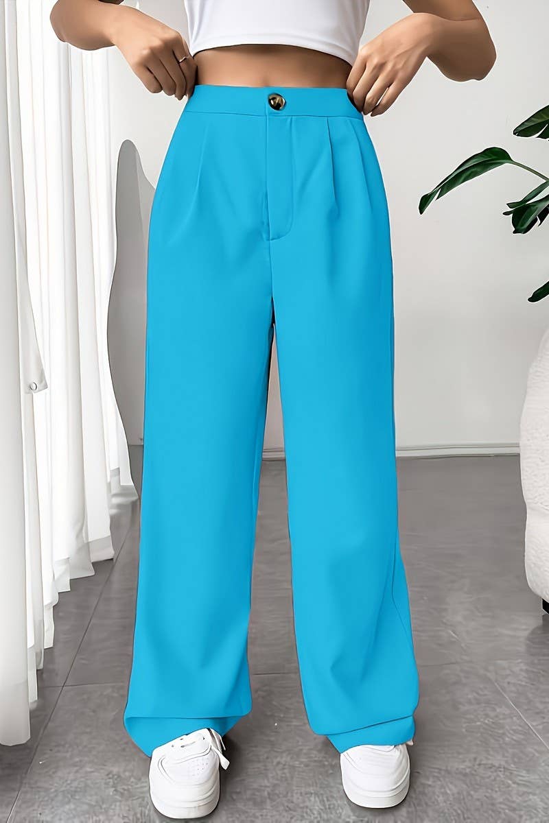 CWBLP1117_SOLID COLOR SUIT STRAIGHT WIDE-LEG PANTS
