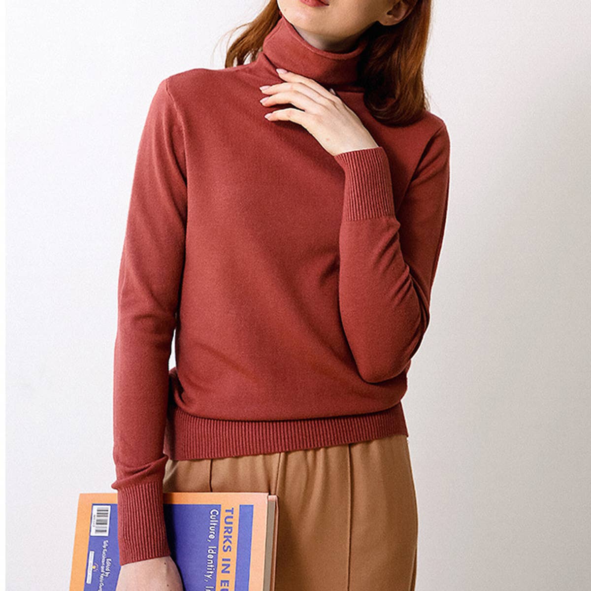 SOLID COLOR TURTLENECK KNIT STYLE ALL-IN-ONE BASE